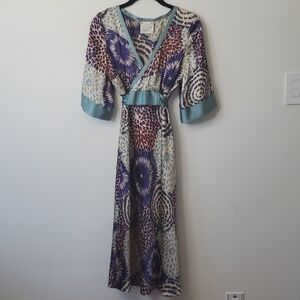 SCHONE Maternity 100% Silk Floral Midi Dress